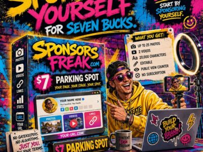 SPONSOR YOURSELF FOR SEVEN BUCKS.